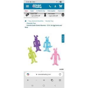 Easter Stretch Bunnies, Toys, 72 Pieces